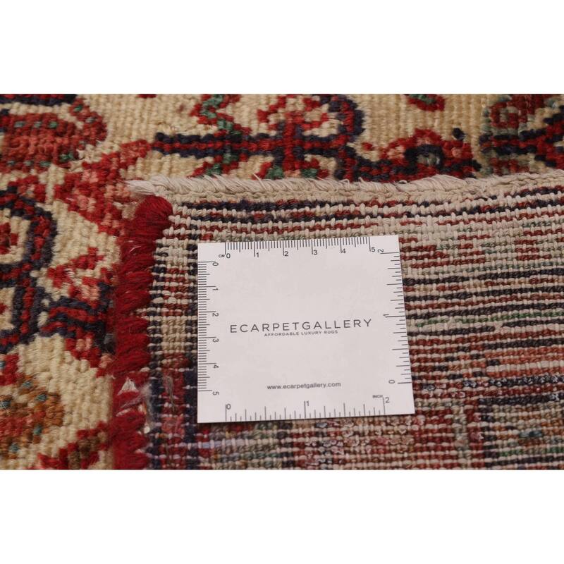 ECARPETGALLERY Hand-knotted Andelz Cream, Red Wool Rug - 3'8 x 10'2