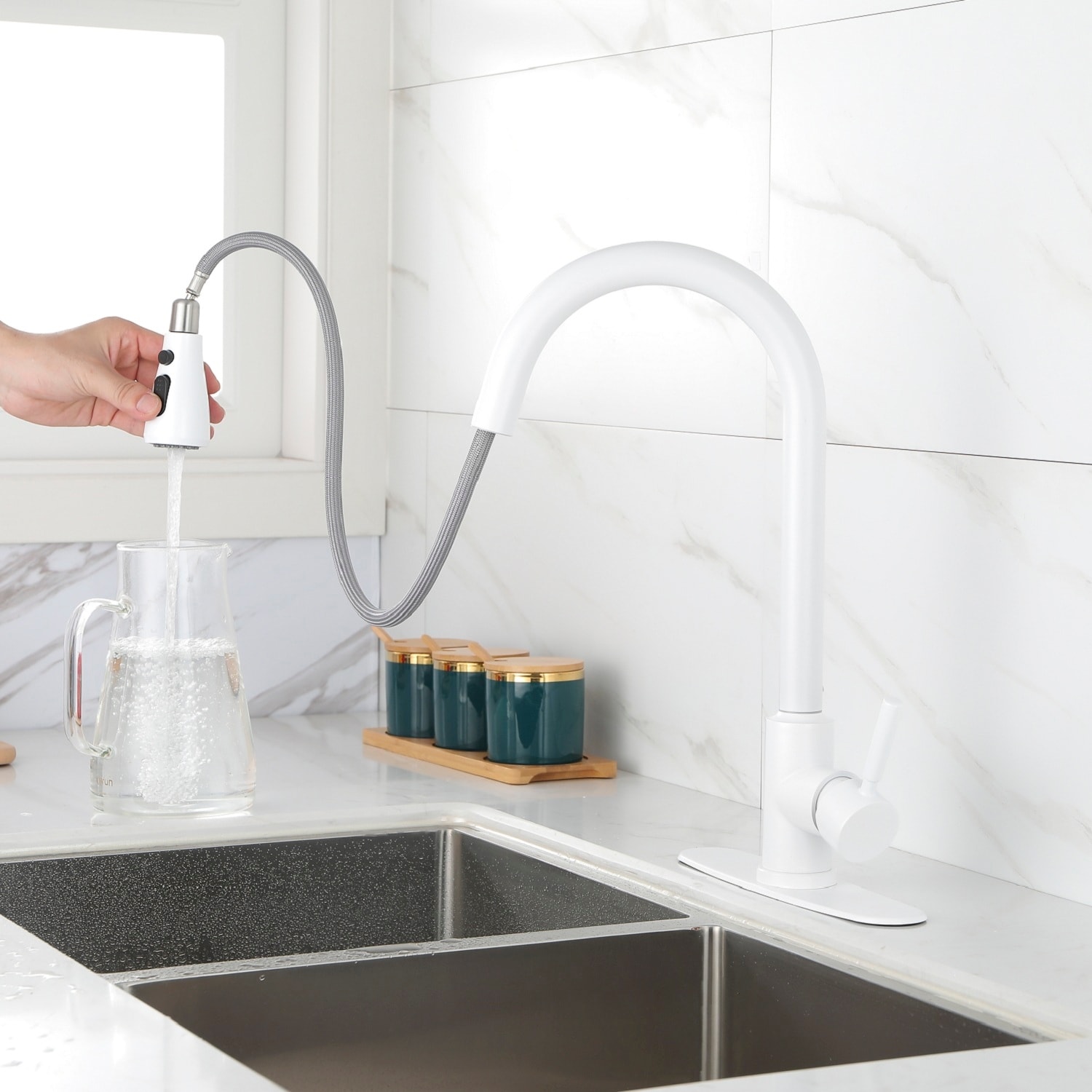 White kitchen sale faucet