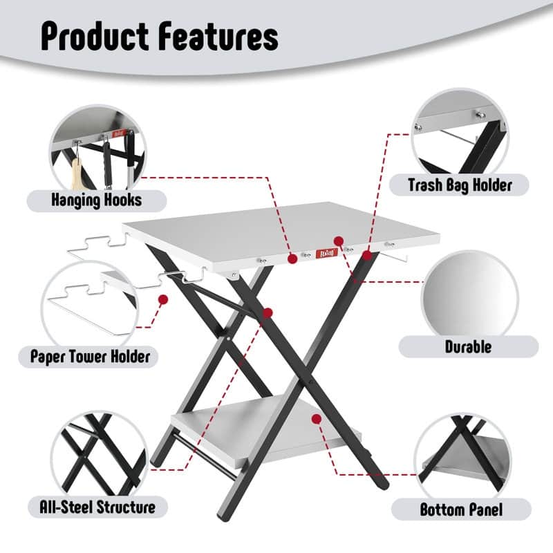 Feasto 24"x 30" Foldable Pizza Oven Stand and Food Prep Table