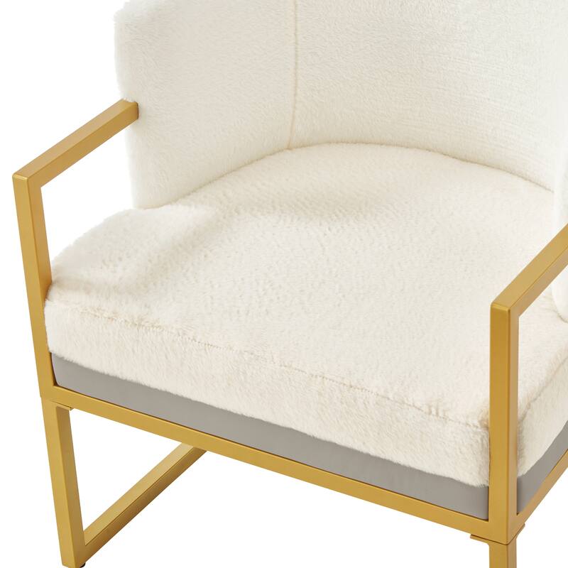 Modern Accent Chair Cozy Armchair Upholstered Reading Chair with Gold Metal Frame Living Room, Bedroom, or Office