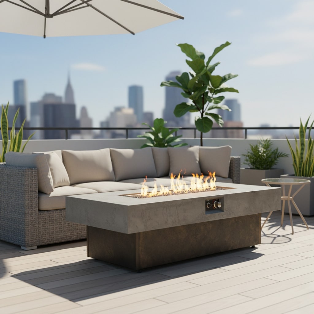 56" Rectangle Propane Fire Pit Table with 50,000 BTU