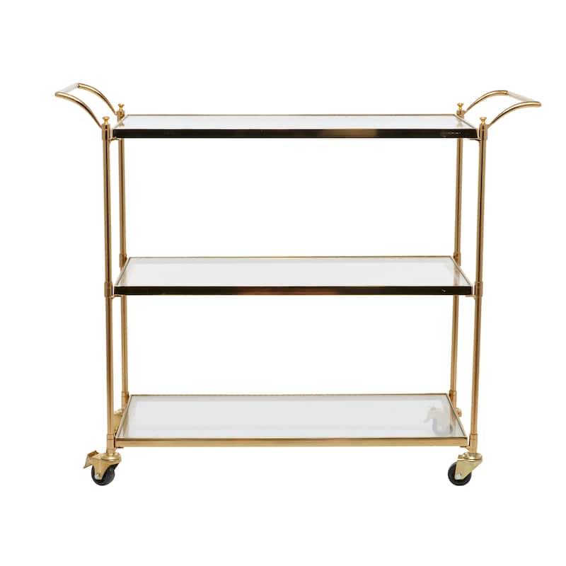 Metal Contemporary Bar Cart with Wheels