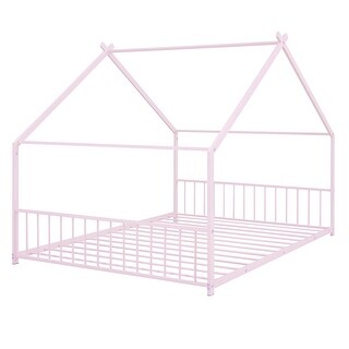 Metal House Bed for Kids Playhouse Design Sturdy Frame Easy Assembly and No Box Spring Required