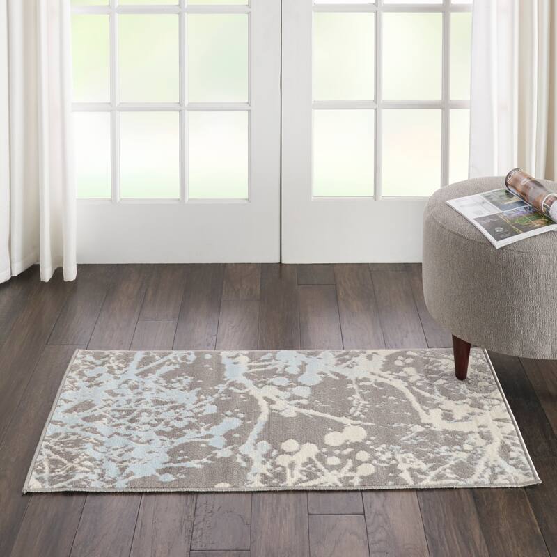 Nourison Jubilant Modern Botanical Abstract Grey Area Rug