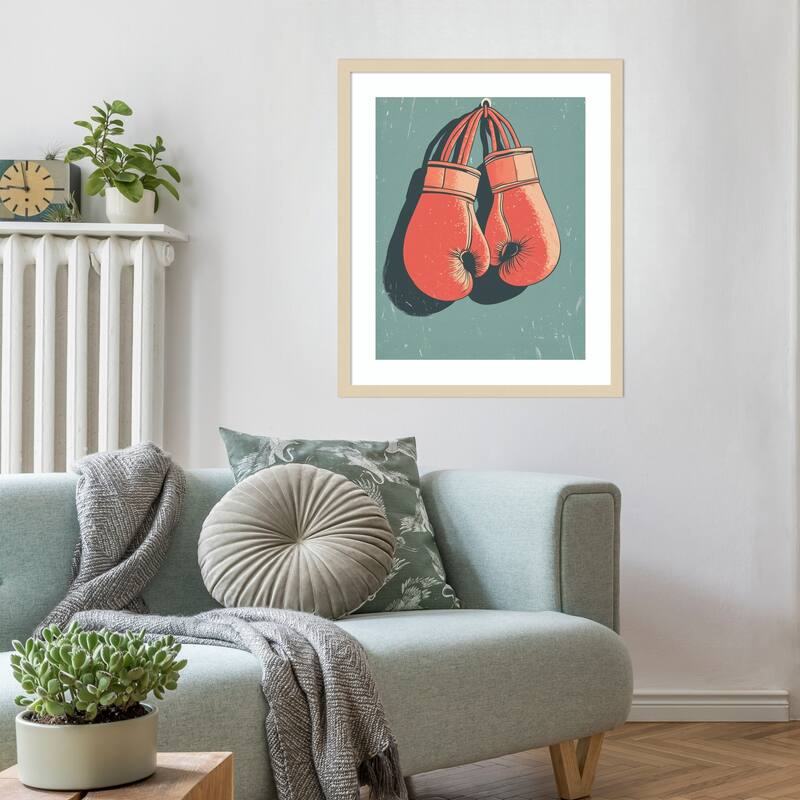 Boxing Gloves by Andreas Magnusson Wood Framed Wall Art Print