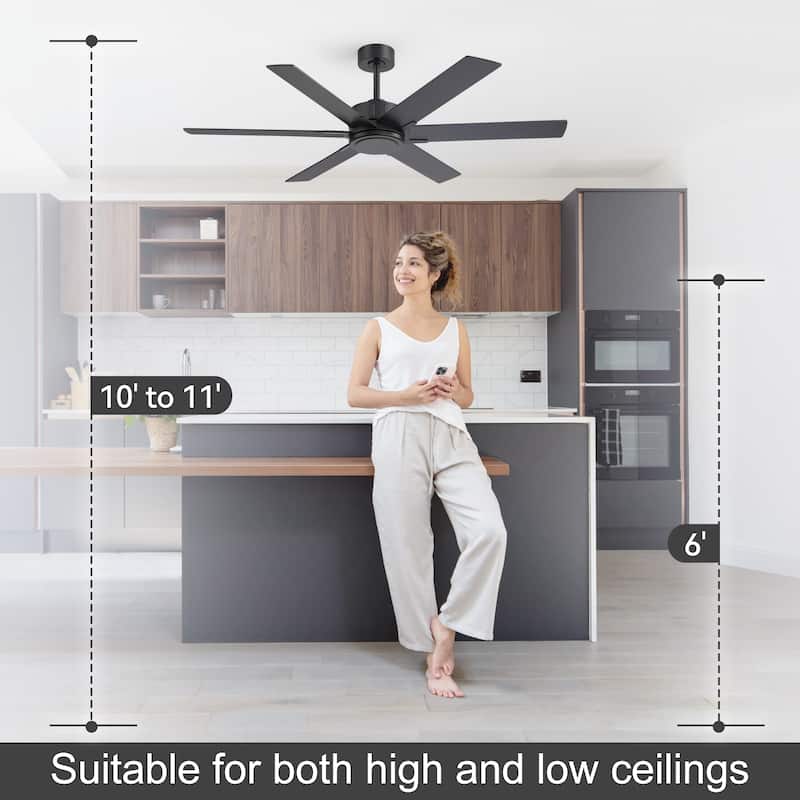 48/56/60 Inch Reversible Blade Ceiling Fan No Light with Remote Control
