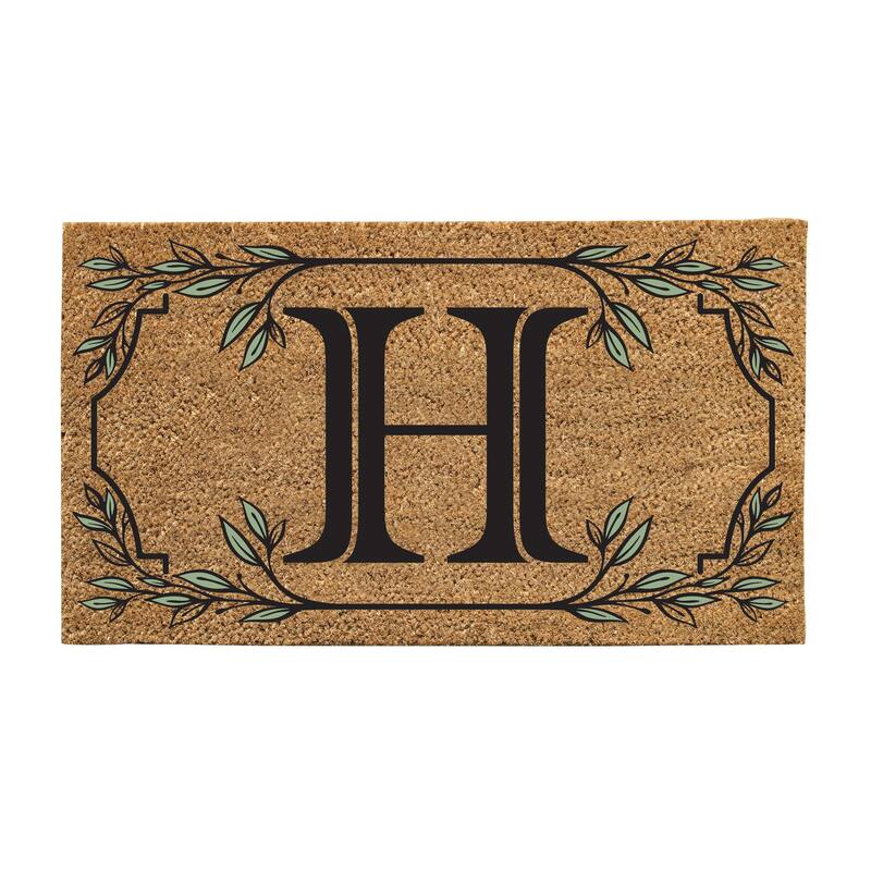 28 in. x 16 in. Monogram Coir Mat, Letter "H"
