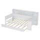 preview thumbnail 4 of 16, Wooden Twin Size Daybed with Storage Shelves, Multi-functional Bed with Twin Size Trundle Bed and Study Desk, Antique White