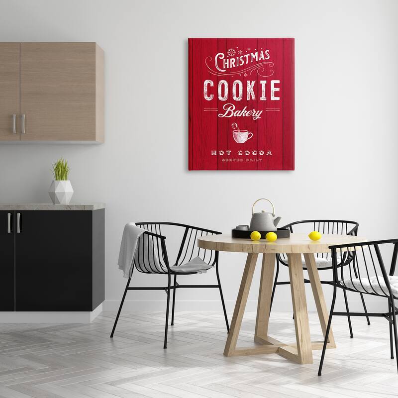 Stupell Christmas Cookie Bakery Holiday Advertisement Festive Cocoa Canvas Wall Art - Red