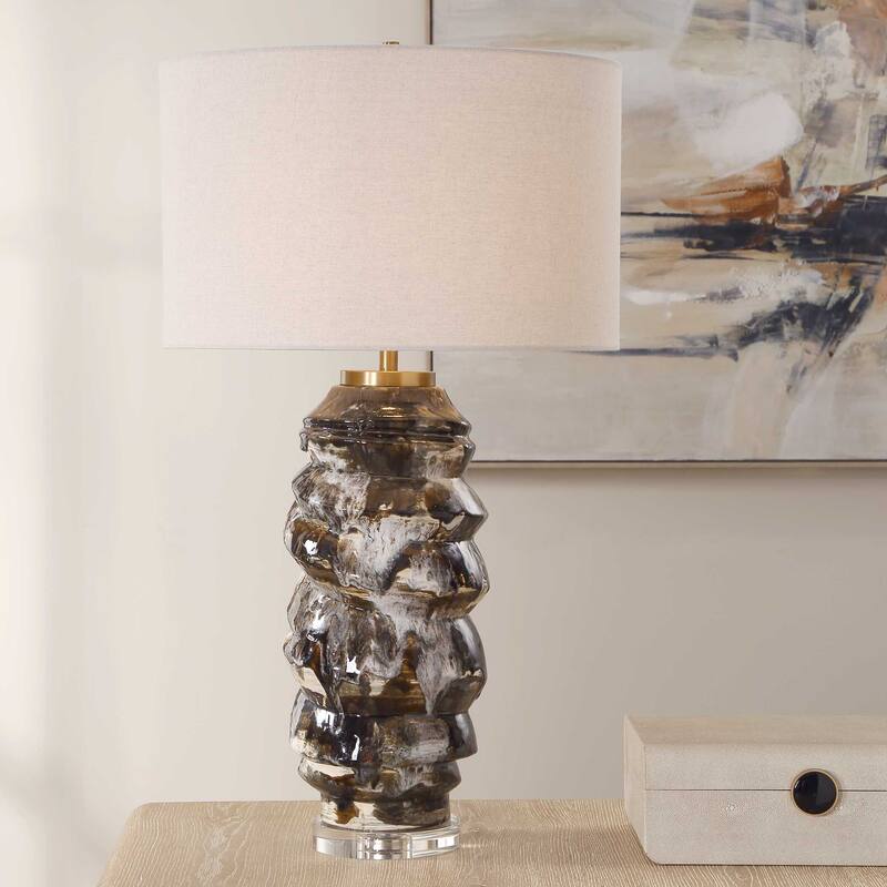 Uttermost Cuoco Mottled Brown Table Lamp - 18.00" W x 31.75" H x 18.00" D