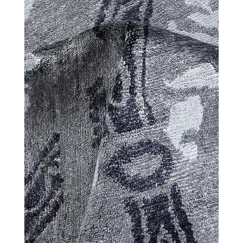 Modern One-of-a-Kind Hand-Knotted Area Rug - Gray, 9' 2" x 12' 5" - 9' 2" x 12' 5"