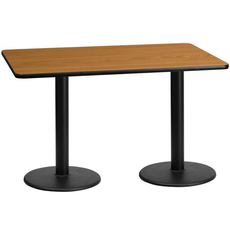 30'' x 60'' Rectangular Laminate Table Top with 18'' Round Table Height Bases - 30"W x 60"D x 31.125"H - 30"W x 60"D x 31.125"H