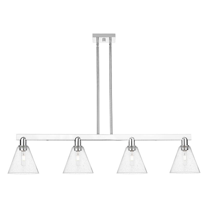 Innovations Lighting Endless Possibilities Arcadia - Berkshire Glass - 4 Light 51" Stem Hung Island Light - Polished Chrome/Seedy