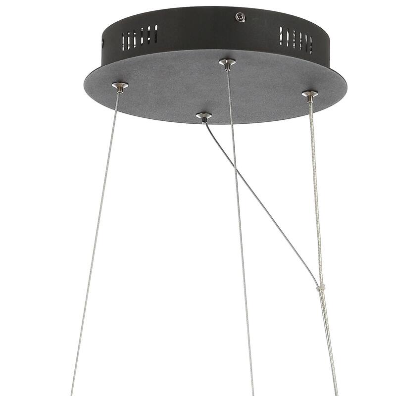 Sebastian 24" Adjustable Integrated LED Modern Crystal Pendant, Black/Clear by JONATHAN Y