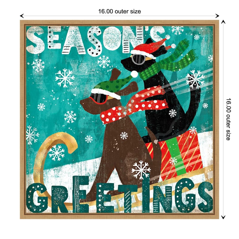 Merry Making IV (Dog Sled) by Veronique Charron Framed Canvas Art