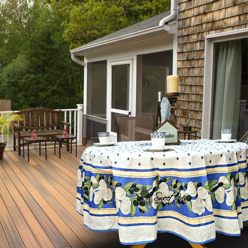 Wipeable Stain Resistant French Acrylic Coated Tablecloth Collection - 71  inches - Sky Blue