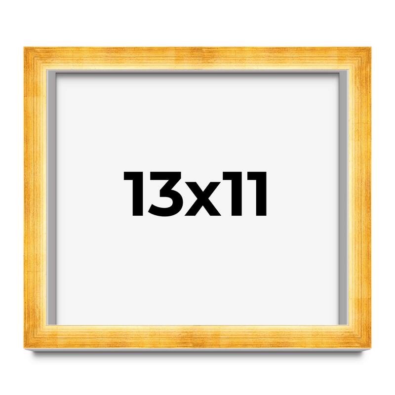13x11 Shadow Box Frame Gold | 1.625 Inches Deep Real Wood Traditional