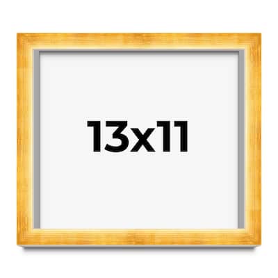 13x11 Shadow Box Frame Gold | 1.625 Inches Deep Real Wood Traditional
