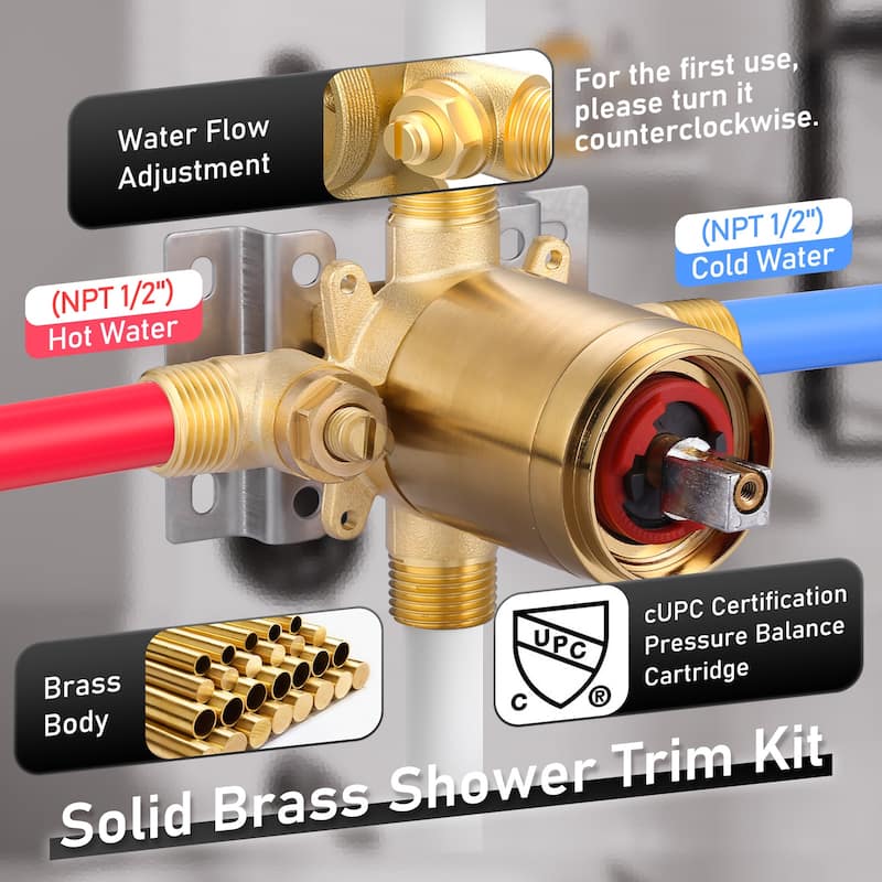 WOWOW Single Handle 5-Spray Round Shower Faucet with Valve