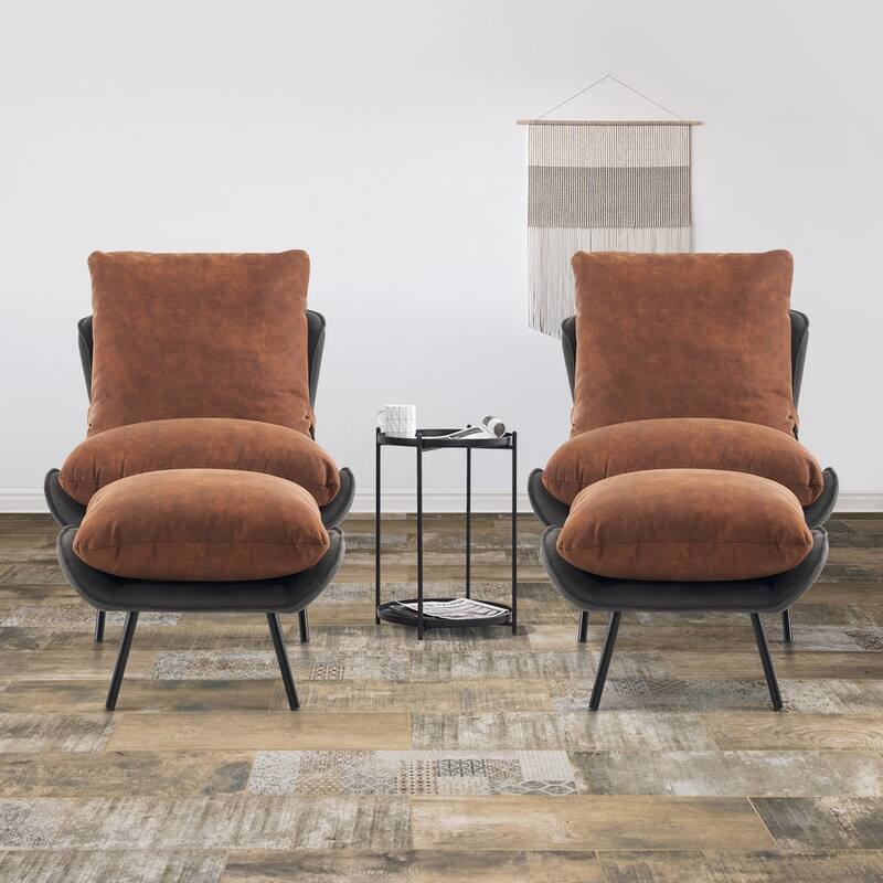 MCombo Accent Chair with Ottoman, Leathaire Fabric LW951