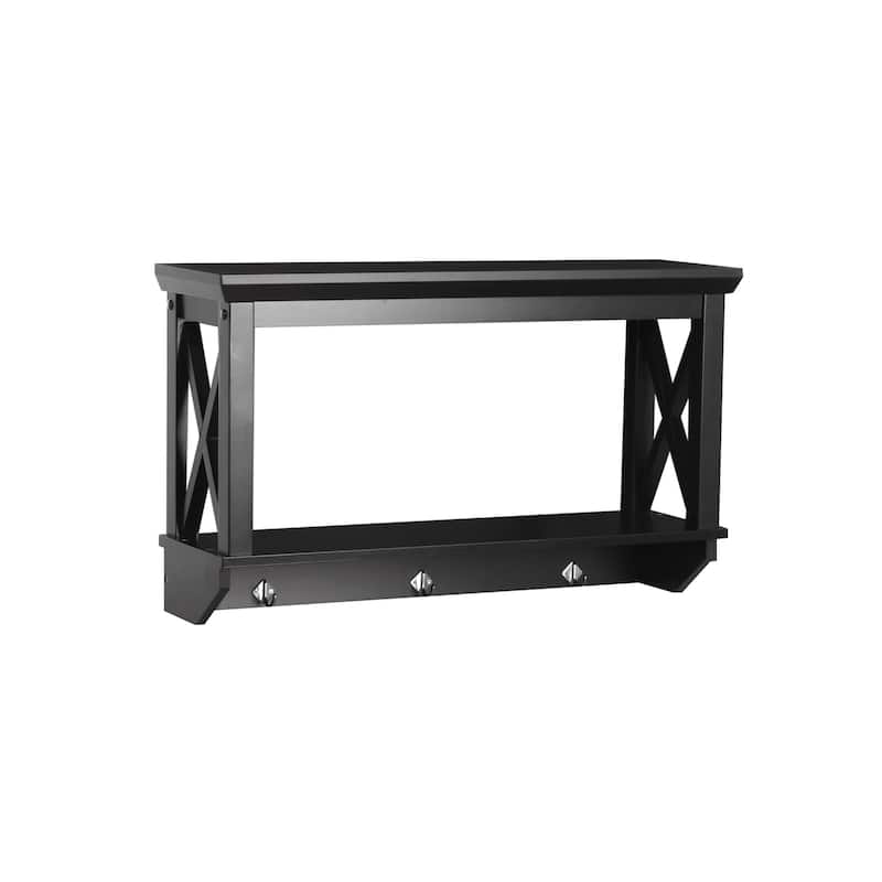 La Crosse 3 Hook Wall Shelf - Black