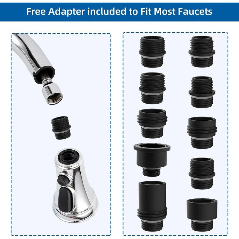 Kitchen Faucet Head Replacement, 3 Function Sprayer with 10 Adapters