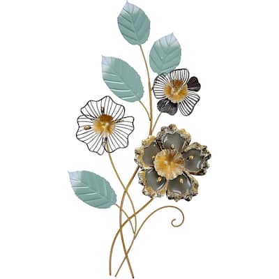 Aria Home 3D Metal Leaf Wall Art Multicolor Vertical Nature Decor