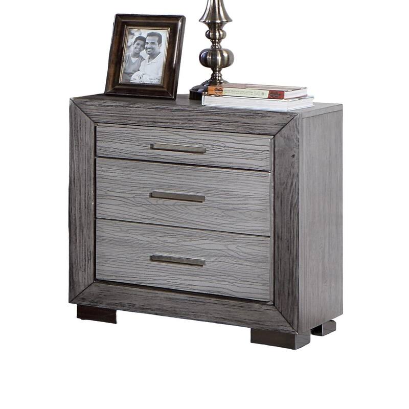 Nightstand with USB Ports, Sofa Side Table with 2 Drawers, Coffee Table with Solid Wood Handles and Metal Legs