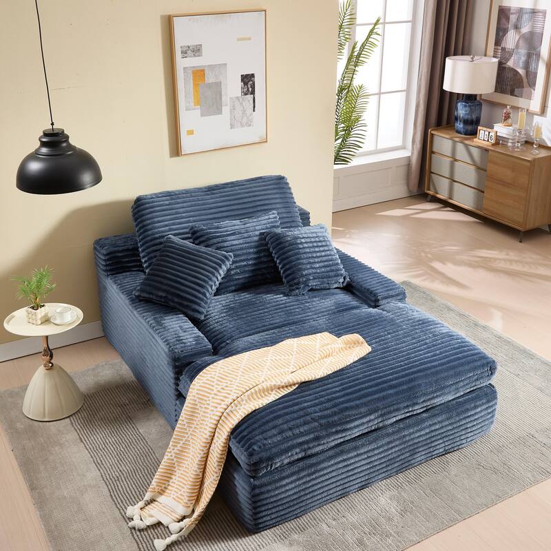 Modern Upholstered Chaise Lounge Sofa for Living Room Office, 75" Oversized Leisure Sofa 2 Seat Sleeper Couch with Pillows