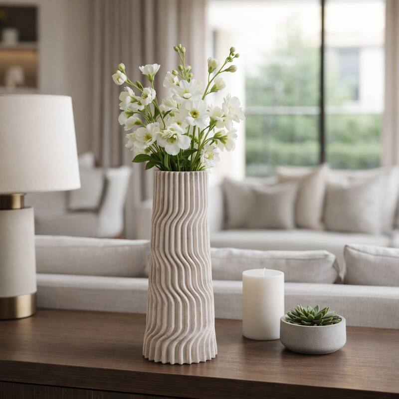 Decorative Vase - Tan Porcelain 3D Printed Textured