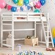 preview thumbnail 10 of 16, Modern Twin Size High Loft Bed with Inclined Ladder and Guardrails for Bedroom White