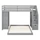 preview thumbnail 16 of 22, Twin Over Full Bunk Bed Frame with Built-In Shelves, Storage Stairs, Bottom Floor Bed with Pull-out Drawers, Wooden Loft Bed