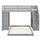 preview thumbnail 3 of 30, Twin Over Full Bunk Bed with 3-Layer Shelves, Drawers, Storage Stairs, Space-Saving, Multi-Functional Design, Grey