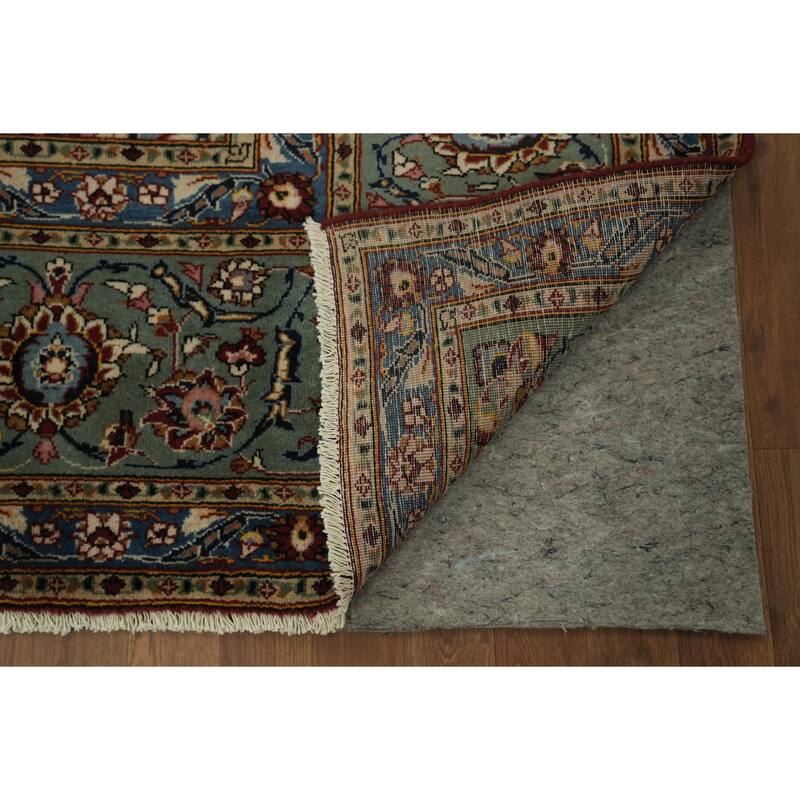 Hand Knotted Oriental 100% Wool Carpet Traditional Floral Red Kashan Area Rug - 13' 5'' X 9' 7''