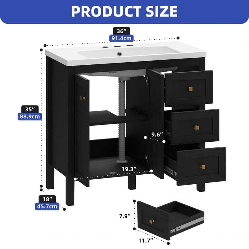 Moasis 36"/42" Bathroom Vanity Cabinet with Sink