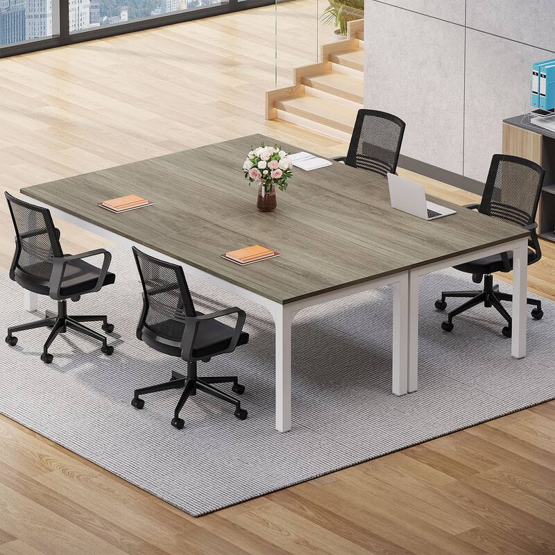 Rectangle 13FT Large Conference Table Set of 2, 78.74-Inch Meeting Seminar Table, Long Business Table
