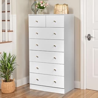 Large 7-Drawer Dresser For Bedroom And Chest Of Drawers With Sturdy Construction Wood Storage Organizer For Closet