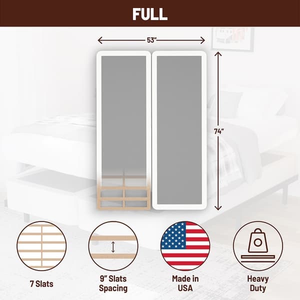 dimension image slide 0 of 3, Onetan 8-Inch & 4-Inch Wooden Box Spring/Foundation Ideal for Mattress, No Assembly Needed, White.