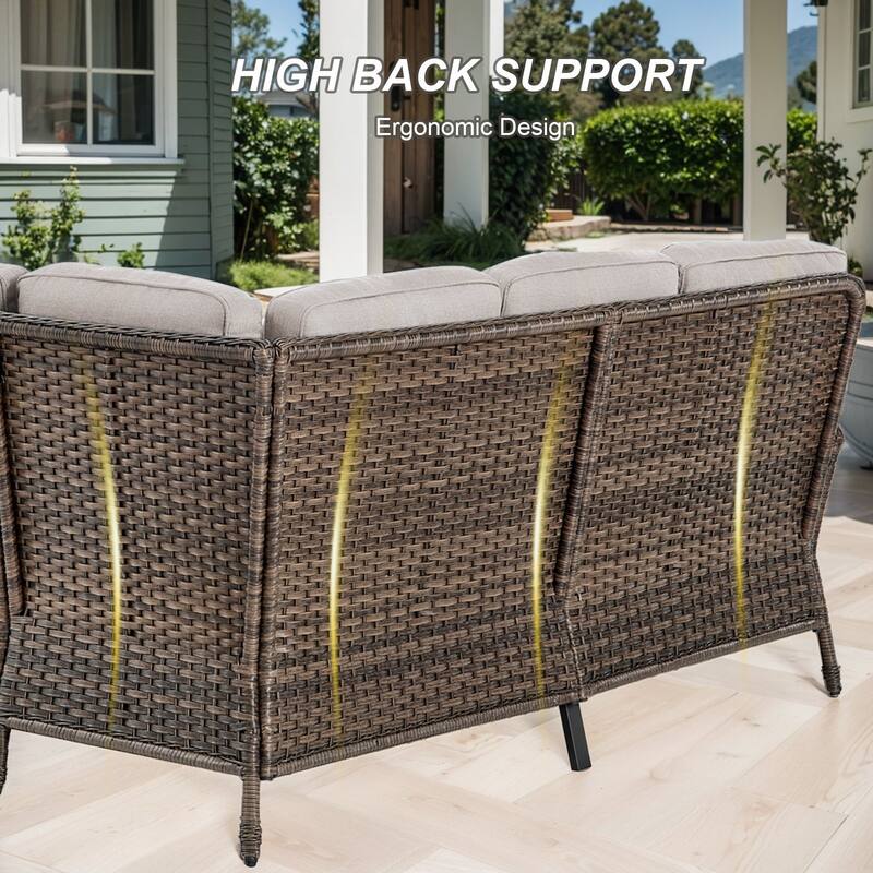 Gymojoy L-Shaped Outdoor Sectional Sofa Set with Patio Chairs Ottomans & Coffee Table