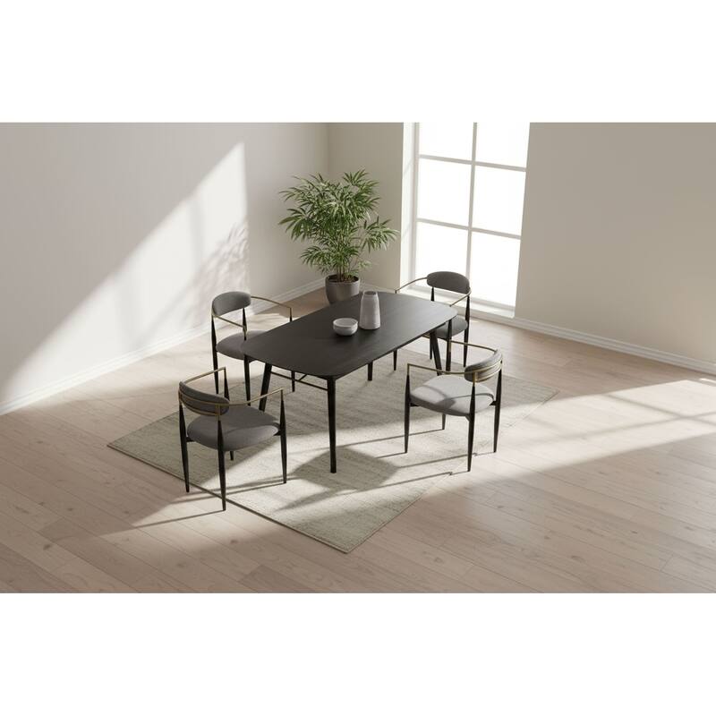 Modrest Buchtel Mid-Century Modern Medium Grey, Gold Arm & Black Dining Chair