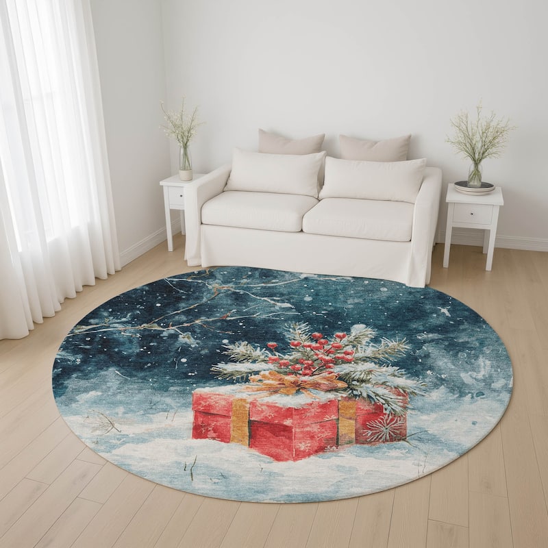 Premium Washable Super Soft Christmas Presents Mayfield Rug - Blue - 8' x 8'