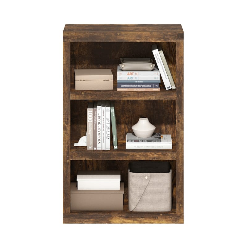 38.98 in. Tall Pine Wood 3-Shelf Bookcase