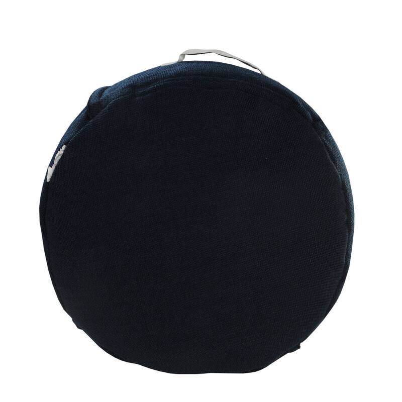 20" Navy Solid Textured Round Pouf Ottoman