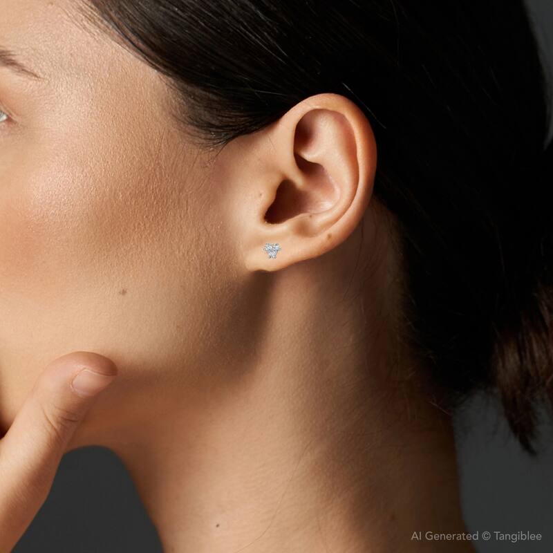 Mini Trio Diamond Studs Gold Lab Grown Women's Earrings