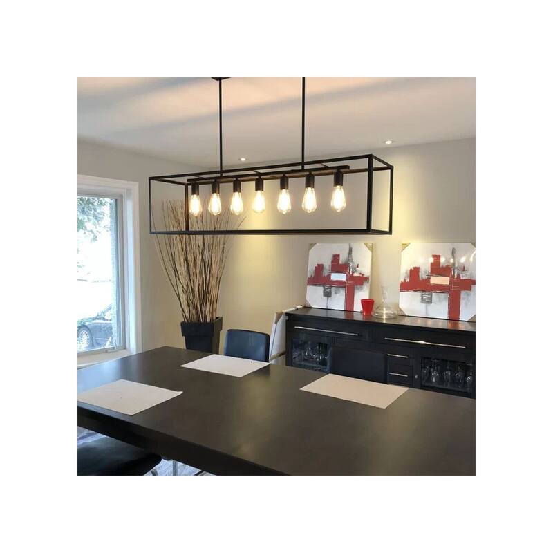 7-Light Pendant Light, Retro Revival Design, Modern Chandelier, Black Finish, Home Accent Lighting - 11