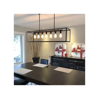 7-Light Pendant Light, Retro Revival Design, Modern Chandelier, Black Finish, Home Accent Lighting - 11
