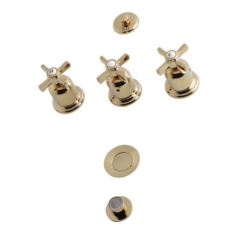 Kingston Brass Millennium Three-Handle Bidet Faucet - Polished Brass