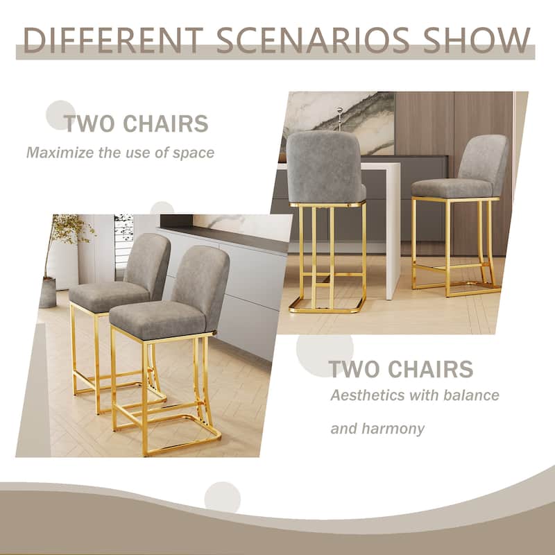 Counter Height Bar Chairs Set of 2, Upholstered Armless Chairs with Backrest, Kitchen Island Chairs with Footstool