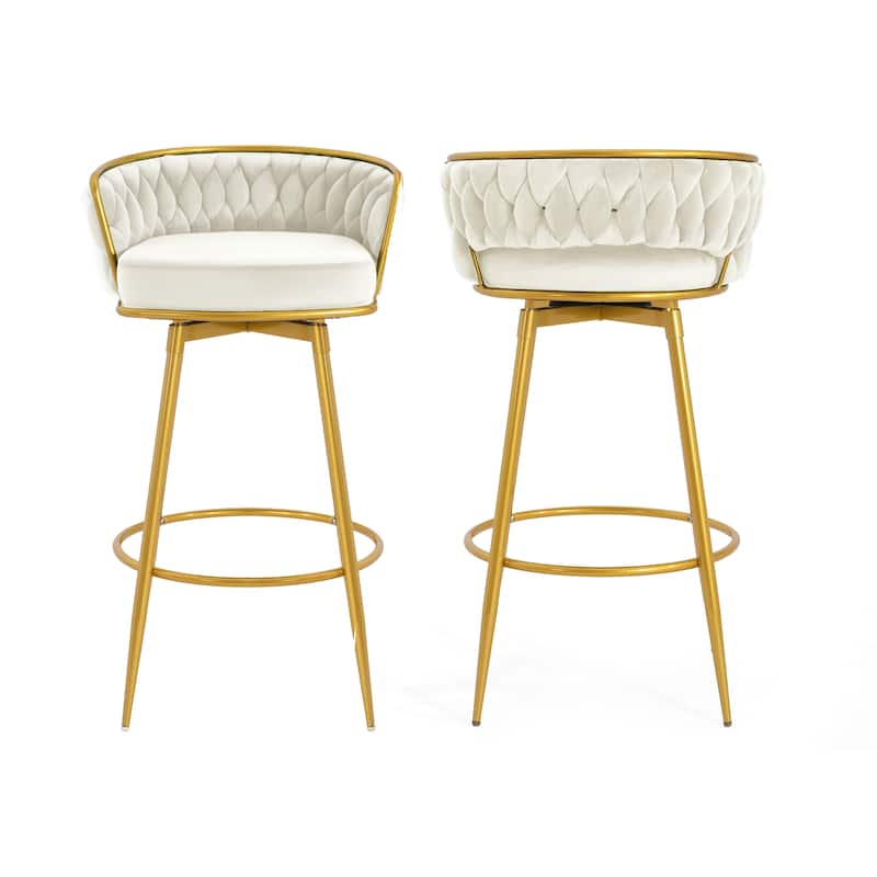Christopher Knight Home - Lila Modern Gold Finish Swivel Counter Height Bar Stools (Set of 2 )