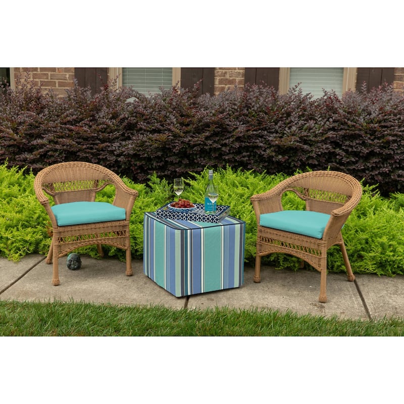 Sunbrella® Solid Fabric 1-Piece Indoor/Outdoor Wicker Seat Pad Cushion, 19.5"W x 19.5"L